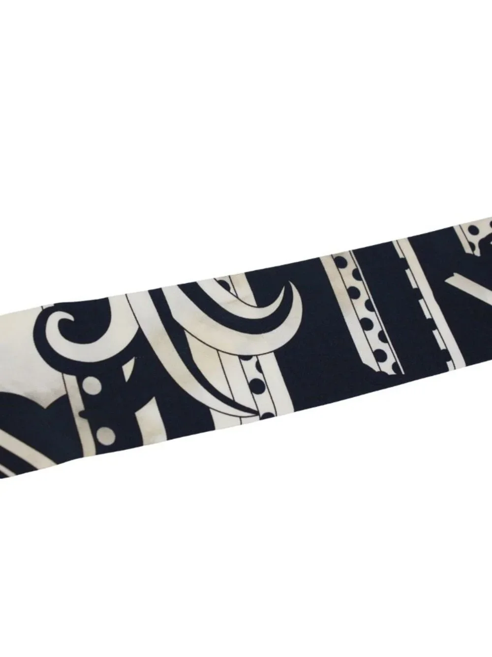 Hermes Faubourg Rainbow Silk Navy White Scarf